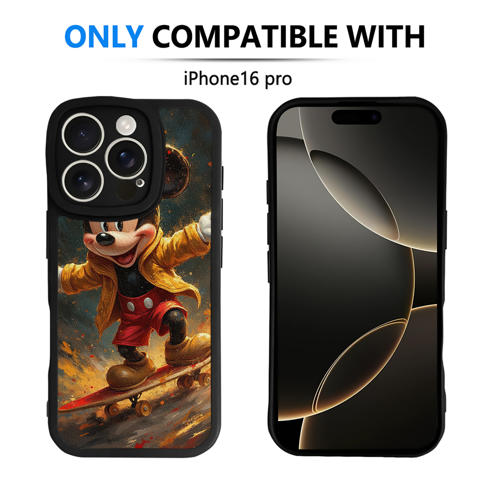 （画像用） ミッキーマウス Mickey Mouse 【iPhone 16シリーズ対応】シリコンスマホケース（レザー調） 材質：シリコン